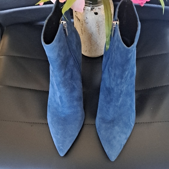 Blue Suede Ankle Boots - Picture 2 of 6
